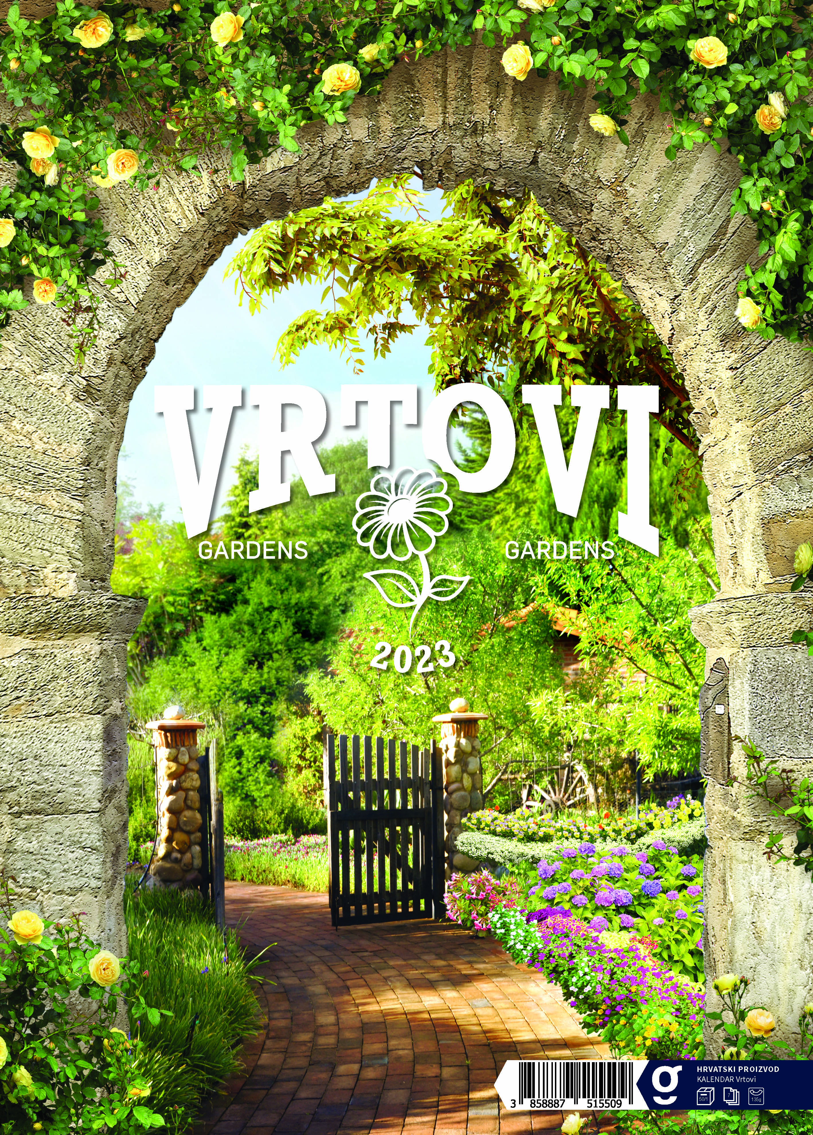 "VRTOVI" 13 list.,  dim: 24x54 cm, PVC vrećica, P/50, color kalendar NEUVEZANI