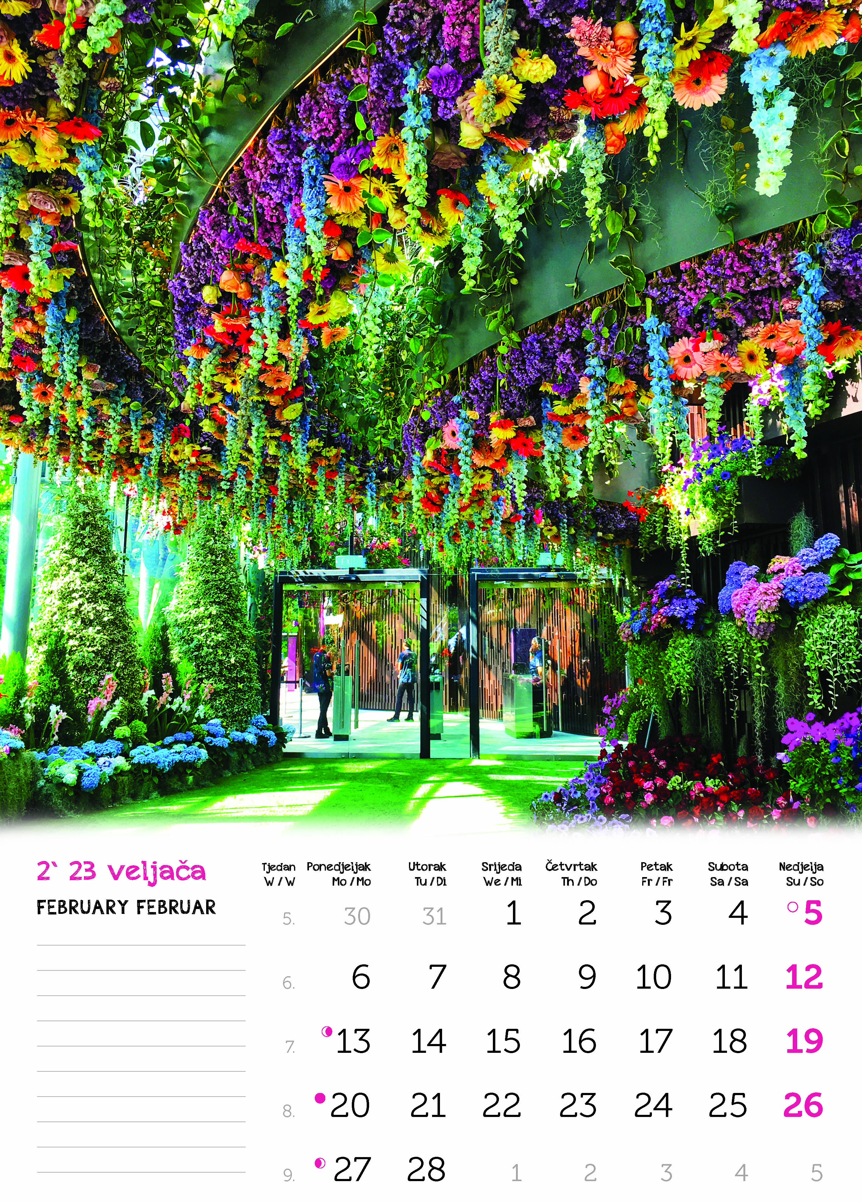 "VRTOVI" 13 list.,  dim: 24x54 cm, PVC vrećica, P/50, color kalendar NEUVEZANI