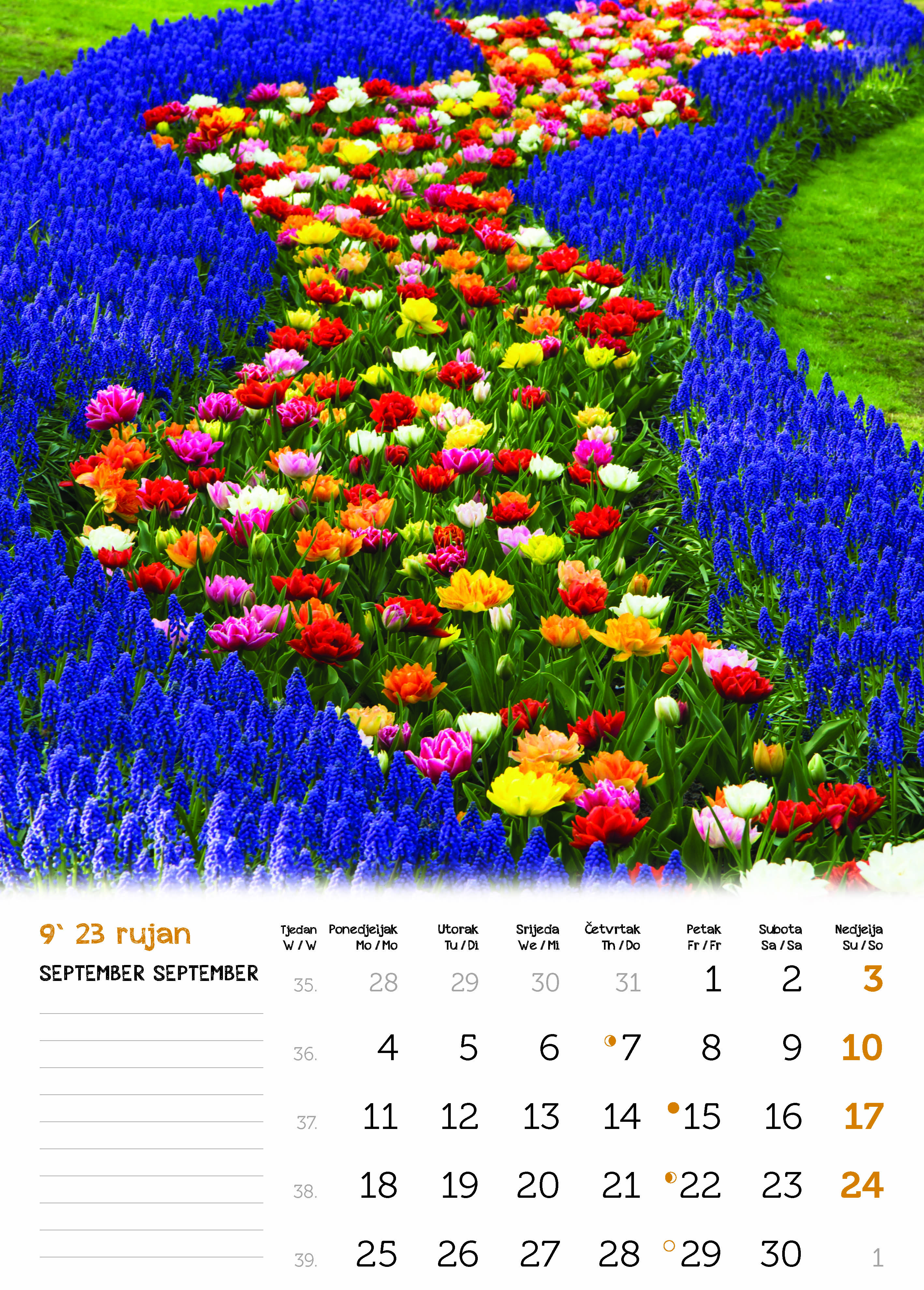 "VRTOVI" 13 list.,  dim: 24x54 cm, PVC vrećica, P/50, color kalendar NEUVEZANI