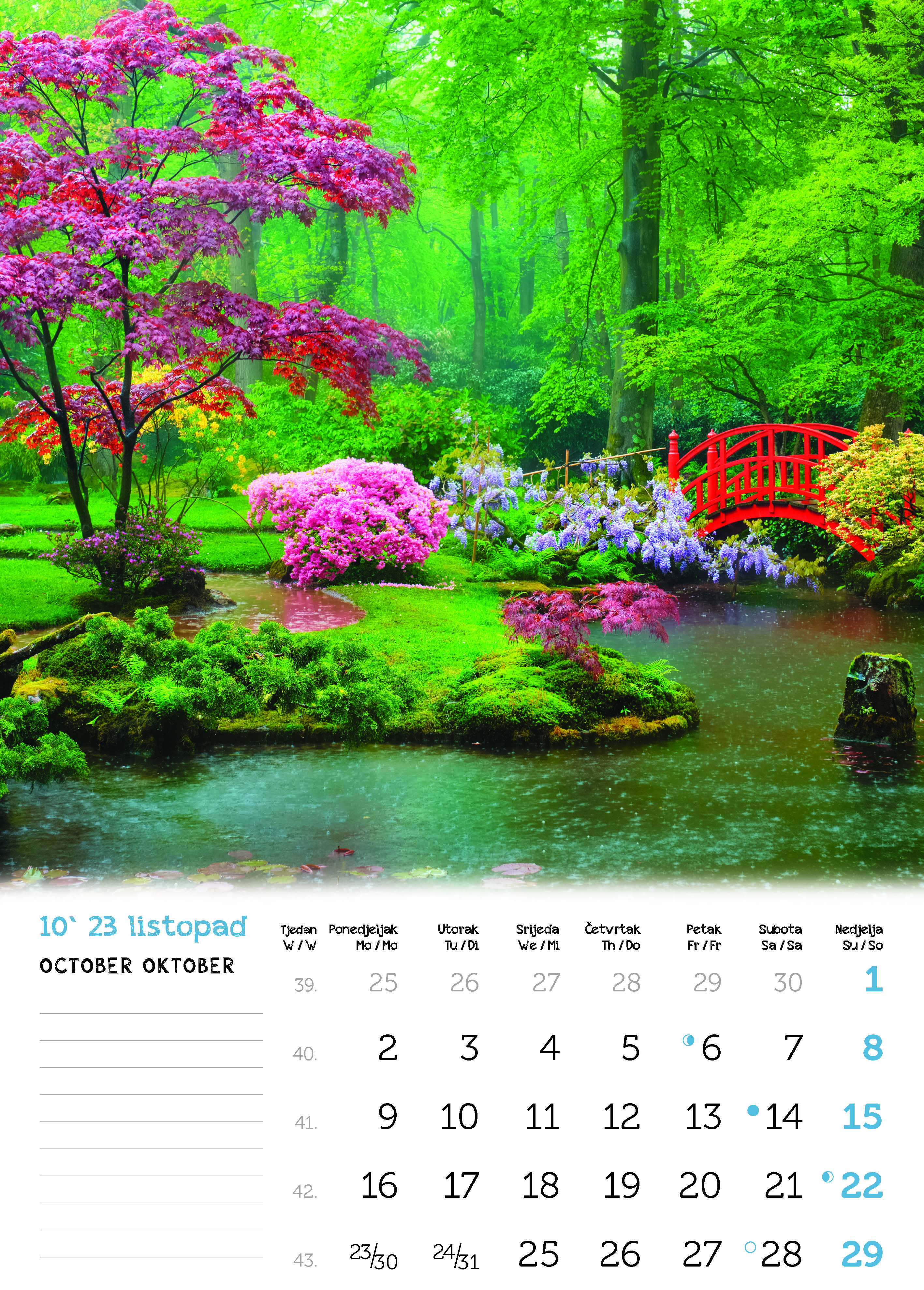 "VRTOVI" 13 list.,  dim: 24x54 cm, PVC vrećica, P/50, color kalendar NEUVEZANI