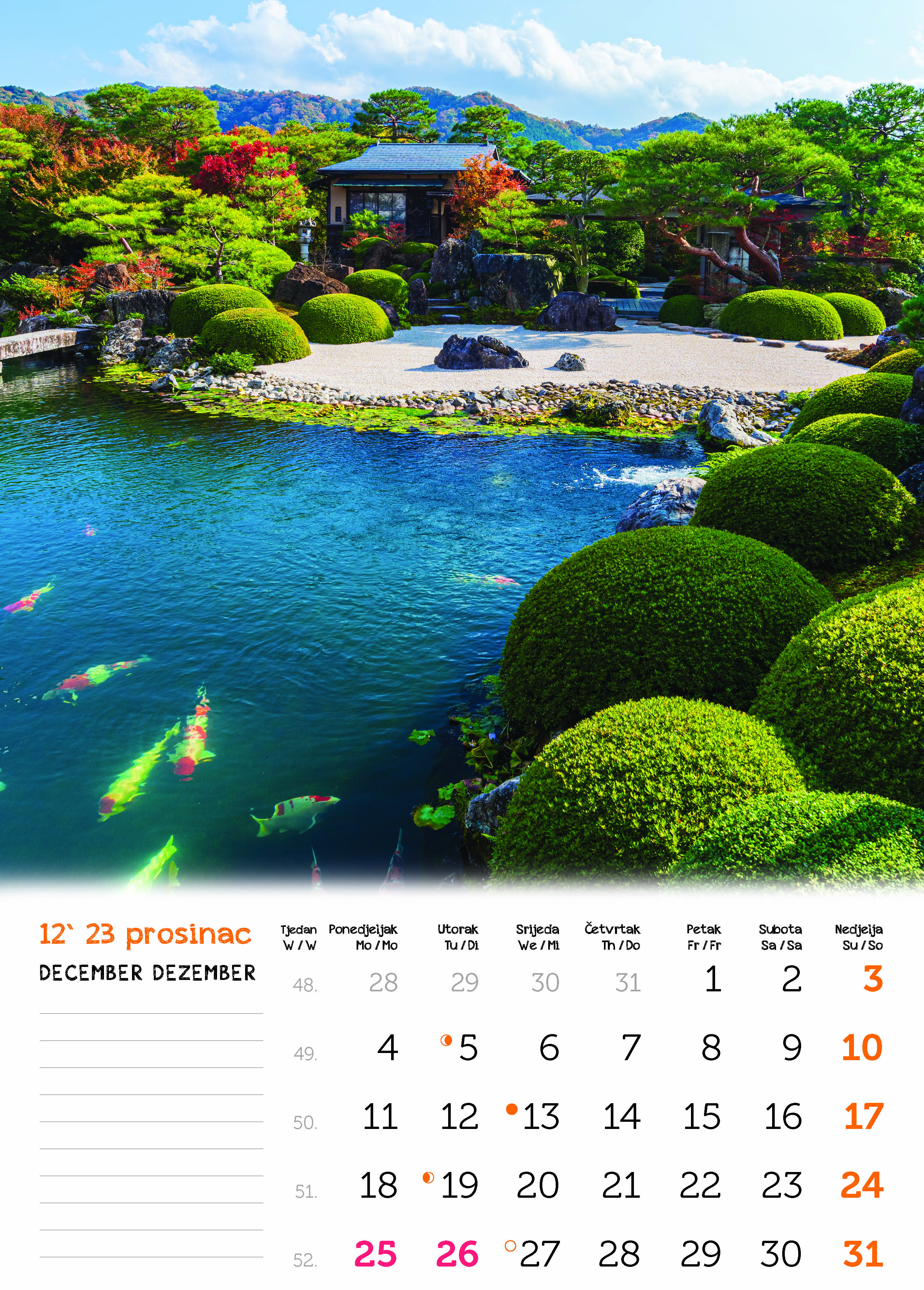 "VRTOVI" 13 list.,  dim: 24x54 cm, PVC vrećica, P/50, color kalendar NEUVEZANI