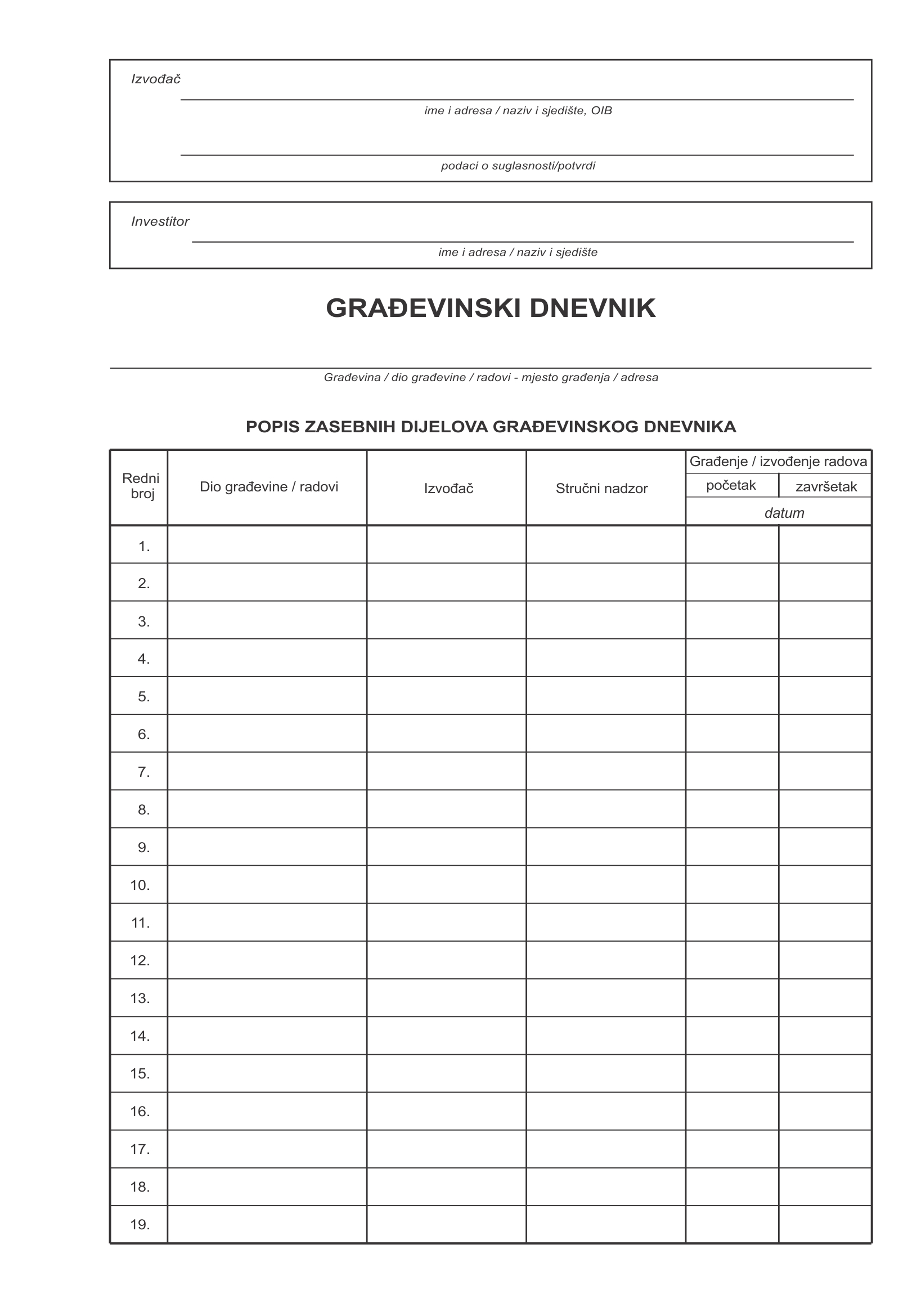VIII-10/NCR GRAĐEVINSKI DNEVNIK 2*50 TVRDI UVEZ (zaposlenici i strojevi)  11/14  Ogi (p10)