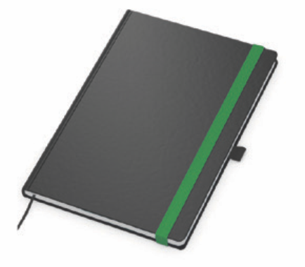 "PANTERA" notebook A5, with green elastic band, business, sewn, format:14,8x21cm, P/20