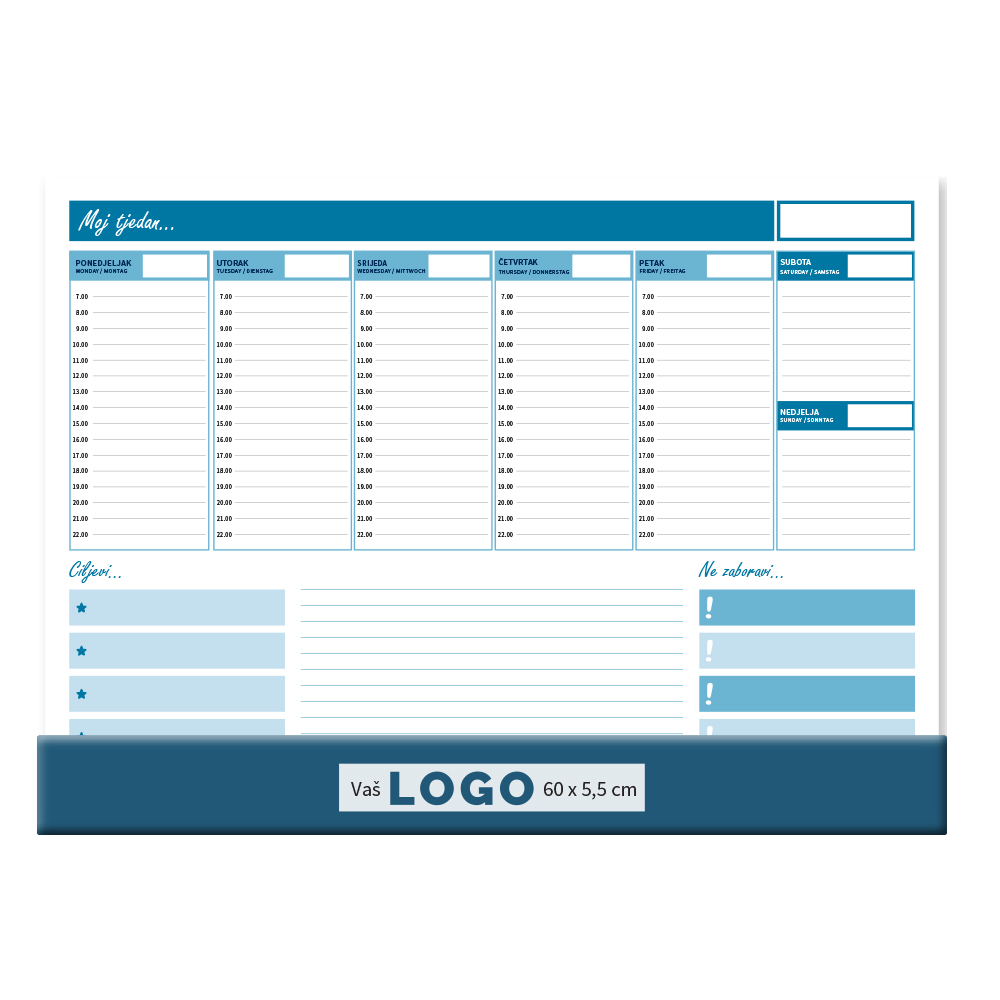 Desktop map BLUE, ruler, format:47x34cm, P/20