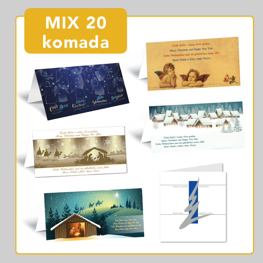 Card Božićni mix, folded, format: 20x10 cm, P/20 