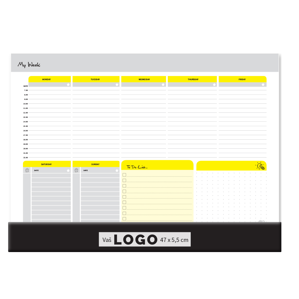 Desktop map BUSINESS YELLOW - GREY ENGL, ruler, format:47x34cm, P/20