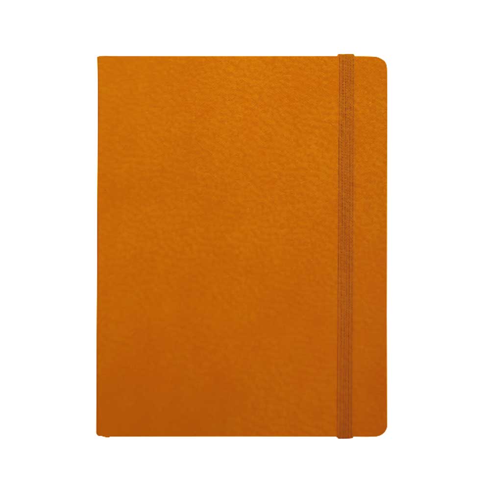 "BLOOM" orange notebook A5, with elastic band, format:14x21cm, P/40