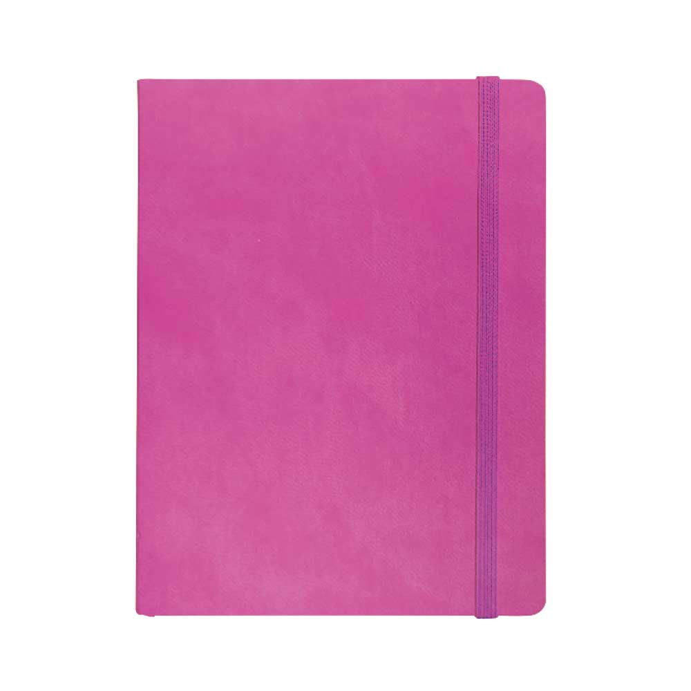 "BLOOM" pink notebook A5, with elastic band, format:14x21cm, P/40