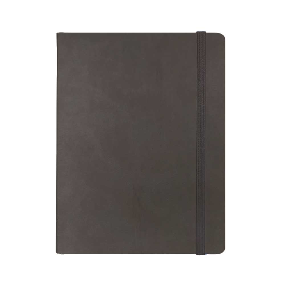 "BLOOM" dark grey notebook A5, with elastic band, format:14,8x21cm, P/20