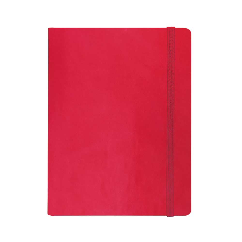 "BLOOM" red notebook A5, with elastic band, format:14x21cm, P/40