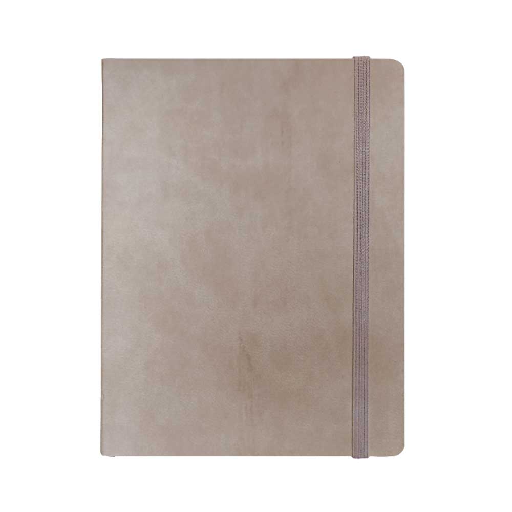 "BLOOM" beige notebook A5, with elastic band, format:14x21cm, P/40