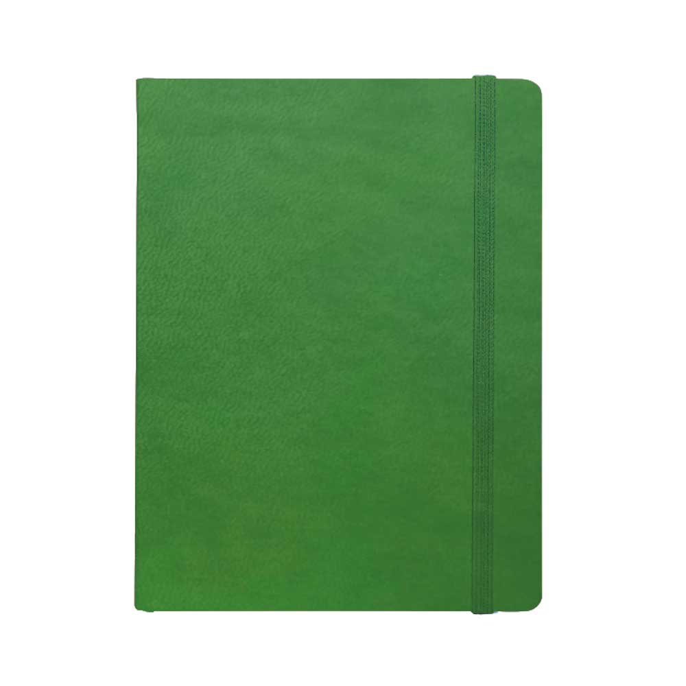 "BLOOM" green notebook A5, with elastic band, format:14x21cm, P/40