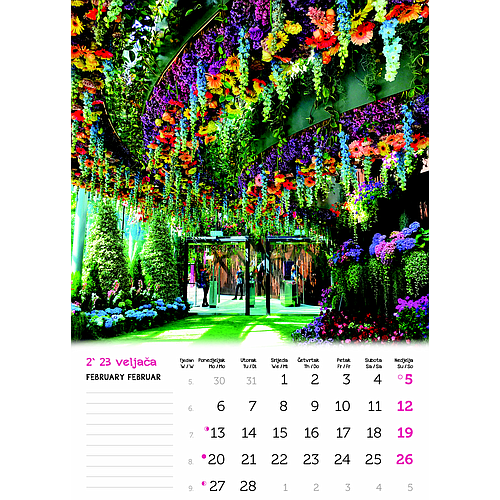 "VRTOVI" 13 list.,  dim: 24x54 cm, PVC vrećica, P/50, color kalendar NEUVEZANI