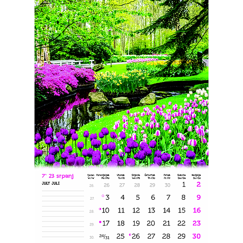 "VRTOVI" 13 list.,  dim: 24x54 cm, PVC vrećica, P/50, color kalendar NEUVEZANI