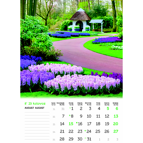 "VRTOVI" 13 list.,  dim: 24x54 cm, PVC vrećica, P/50, color kalendar NEUVEZANI