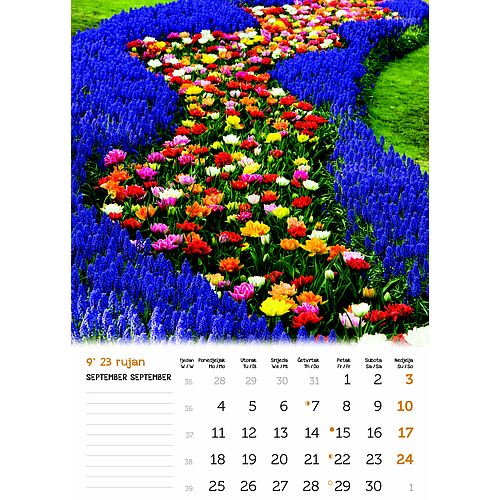 "VRTOVI" 13 list.,  dim: 24x54 cm, PVC vrećica, P/50, color kalendar NEUVEZANI