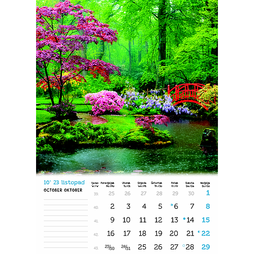 "VRTOVI" 13 list.,  dim: 24x54 cm, PVC vrećica, P/50, color kalendar NEUVEZANI