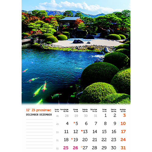 "VRTOVI" 13 list.,  dim: 24x54 cm, PVC vrećica, P/50, color kalendar NEUVEZANI