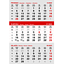 "Poslovni SIVO-CRVENI" neuvezani trodjelni kalendar, 12 list., dim:29,5x20cm, PVC vrećica, pokazivač, P/60