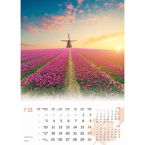 "CVIJEĆE" 13 list., dim: 24x53,5 cm, PVC vrećica, P/50, color kalendar  NEZAVRŠENI