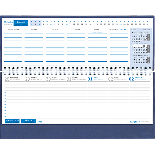 PLANER STOLNI SPIRALNI srebrni  30,2 x 14 cm, nad.+ 30,2 128 stranica