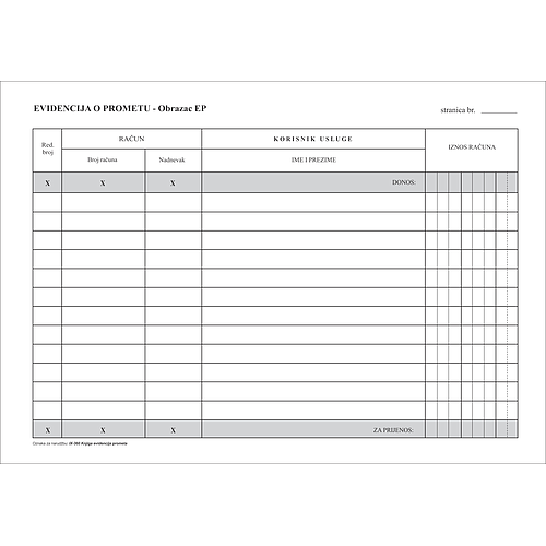 IX-360 KNJIGA EVIDENCIJA O PROMETU obr.EP (03-19)