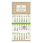 Kalendar trodjelni poslovni EKO ZELENI, spiral bound (12 sheets), format:29,5x62 cm, logo print area:29,5x20cm, date indicator, bag (recycled paper)