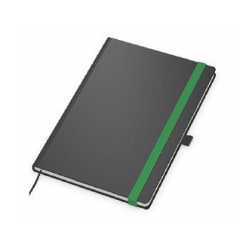 "PANTERA" notebook A5, with green elastic band, business, sewn, format:14,8x21cm, P/20