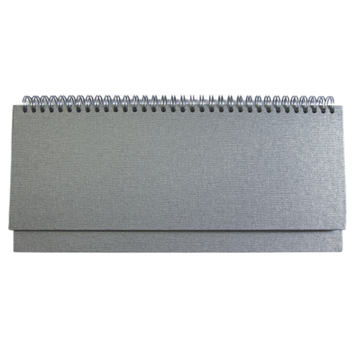 DESK planner 01 SILVER, wire bound, format:30x14,5cm, 128 pages, P/50