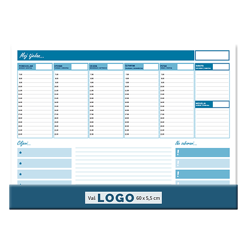 Desktop map BLUE, ruler, format:47x34cm, P/20