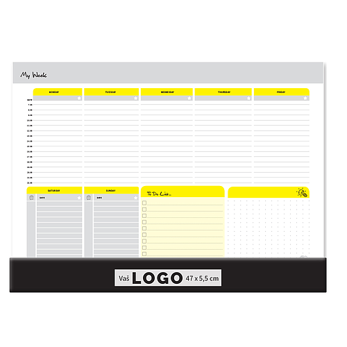 Desktop map BUSINESS YELLOW - GREY ENGL, ruler, format:47x34cm, P/20