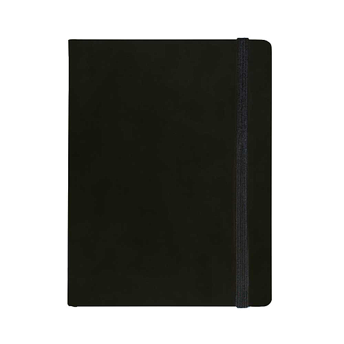 "BLOOM" black notebook A5, with elastic band, format:14x21cm, P/40