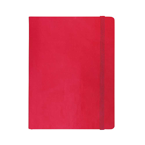 "BLOOM" red notebook A5, with elastic band, format:14x21cm, P/40