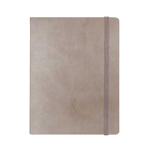 "BLOOM" beige notebook A5, with elastic band, format:14x21cm, P/40